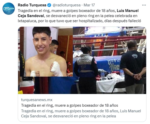 Muere boxeador mexicano