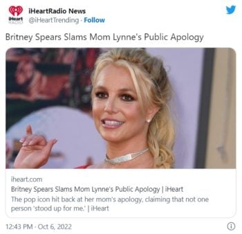 Britney Spears rechaza disculpas mamá
