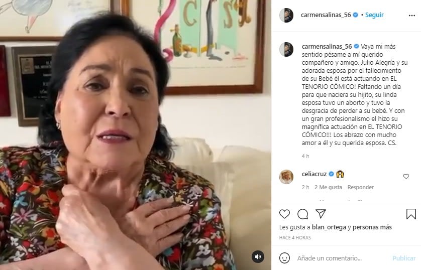 Reveals that actor Julio Alegría lost his baby one day before he was born