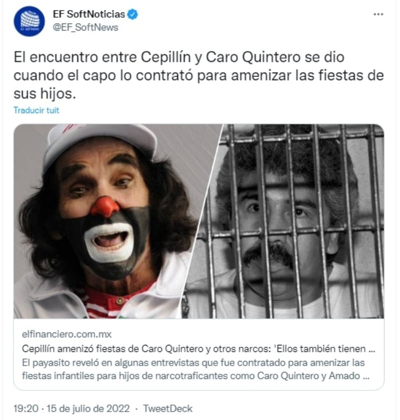 Caro Quintero vínculo Cepillín: “El artista va a donde lo contratan"