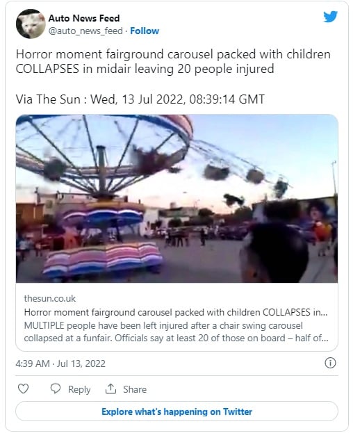Terrible accidente: Juego de feria niños colapsa