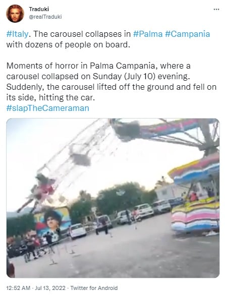 Terrible accidente: Juego de feria niños colapsa