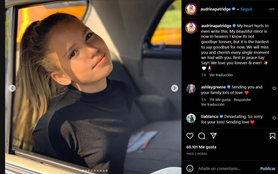 Sobrina de Audrina Patridge muere a los 15 años