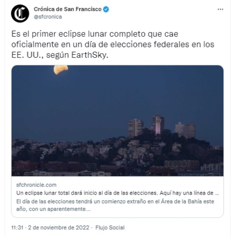 Eclipse lunar aparecerá el día de las elecciones