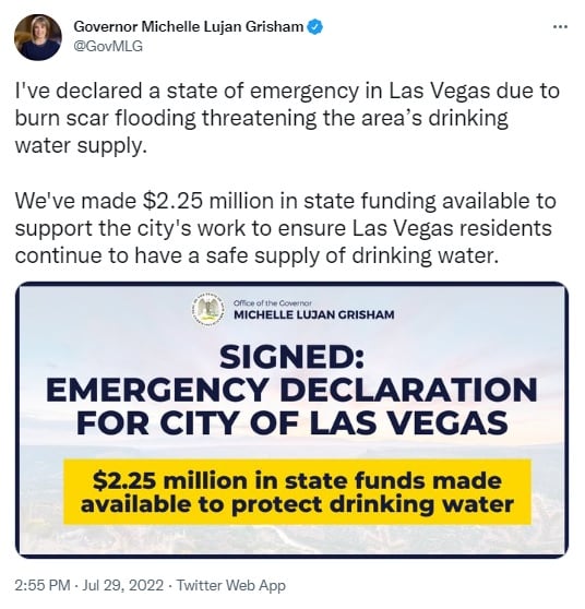 Declaran emergencia en Nuevo México por agua contaminada por incendios