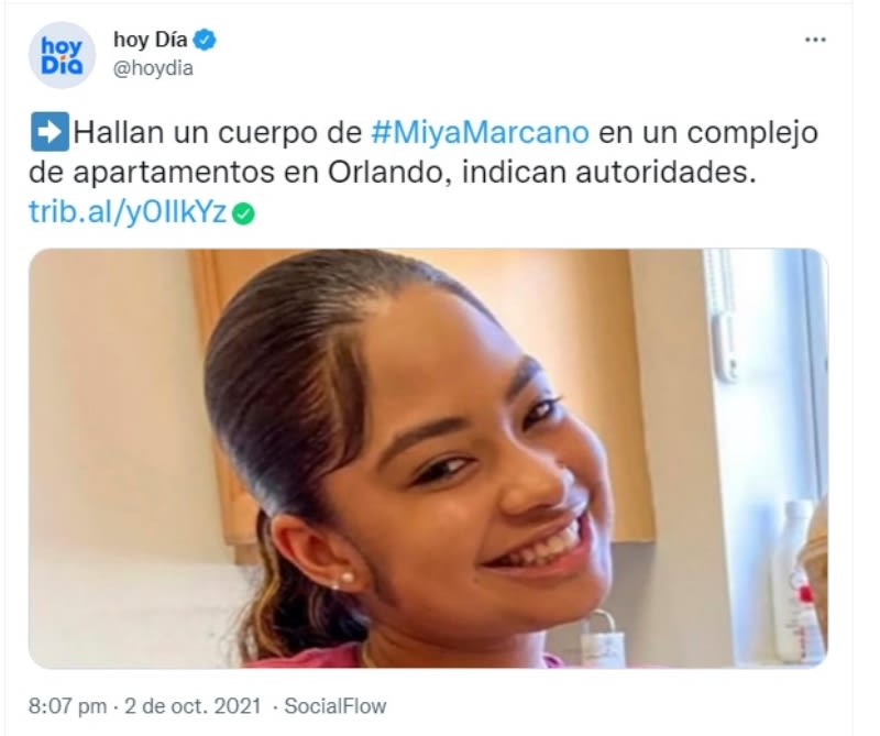 They locate the corpse Miya Marcano: Main suspect