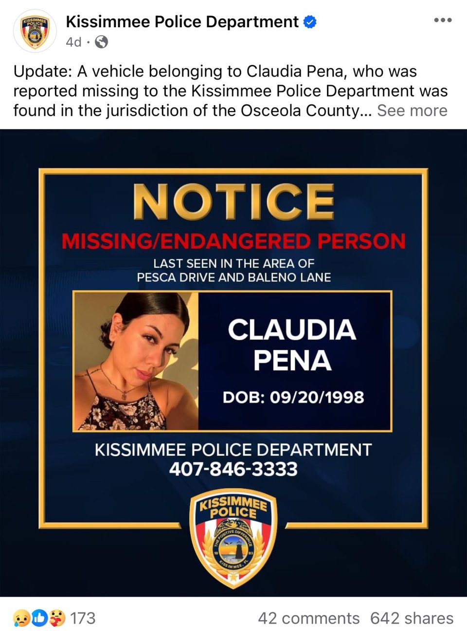 newlyweds found dead, Claudia Peña, missing person, Florida, MundoNOW
