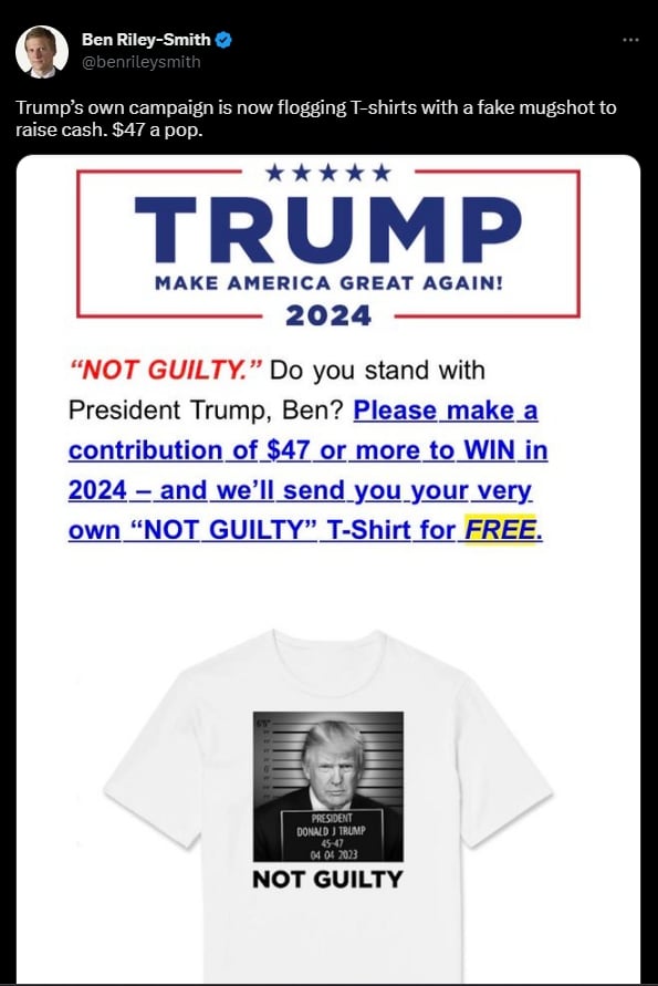 Trump puts on sale t-shirts with his face