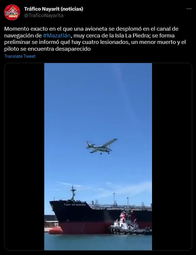 Caída de una avioneta en Mazatlán deja un muerto y cuatro heridos