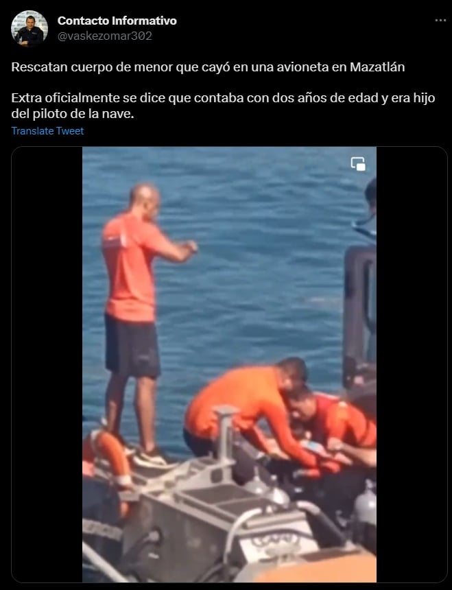 Un menor de edad muerto tras la caída de avioneta en Mazatlán