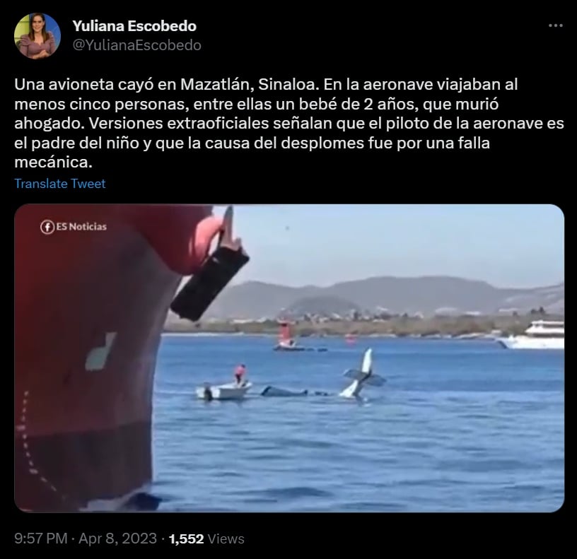 El piloto se encuentra desaparecido