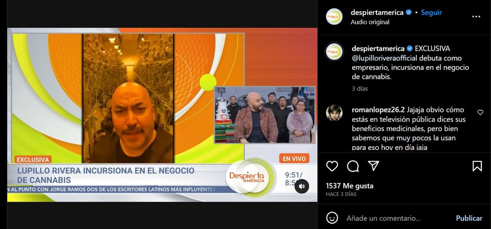 Lupillo Rivera ventures into the Cannabis industry, offers it to artists