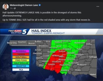 Alerta de tornado y clima severo en Oklahoma para el Miércoles