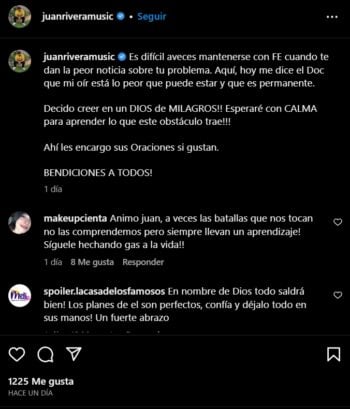 Internautas le desean pronta recuperación a Juan