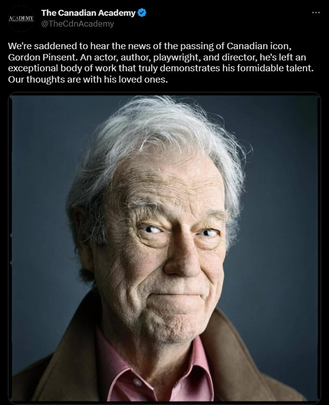 Murió el actor canadiense, Gordon Pinsent a los 92 años