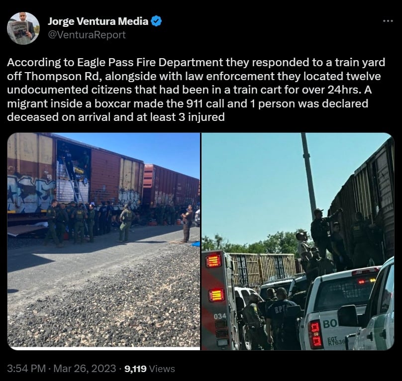 Otras 11 personas fueron encontradas en el vagón de Texas junto al migrante mexicano