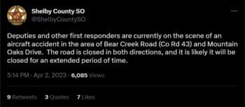 Oficina del Sheriff de Shelby se pronuncia en Twitter