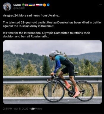 Murió el ciclista ucraniano Kostya Deneka 