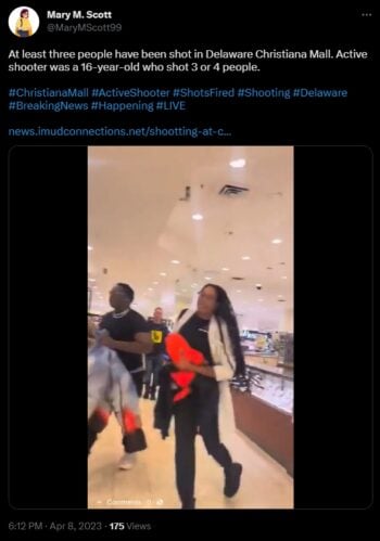 Reportan tirador activo en centro comercial de Delaware, EEUU, reportan 3 heridos