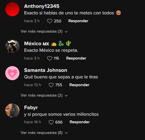 Mexican users defend themselves in comments