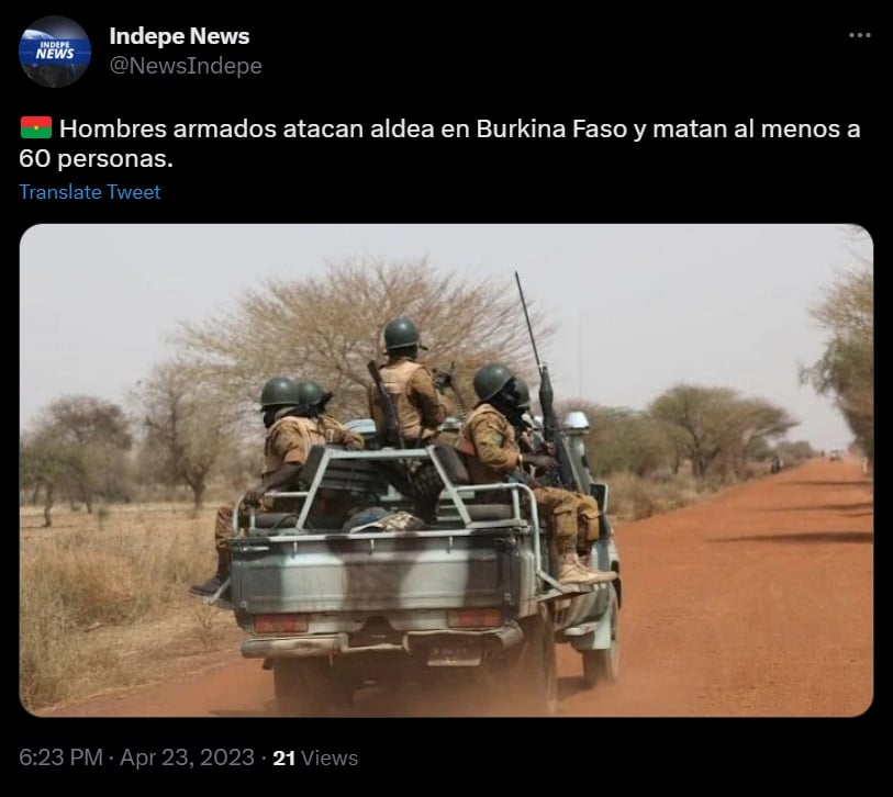 Ataque armado deja por lo menos 60 personas muertas en Burkina Faso