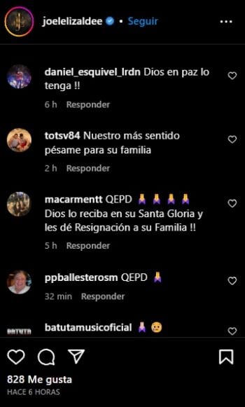 Usuarios se despiden en la publicación de Joel Elizalde, "QEPD Luis Guzmán"