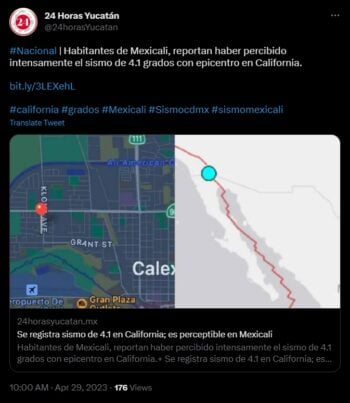 Reportan sismos consecutivos en Mexicali, Baja California