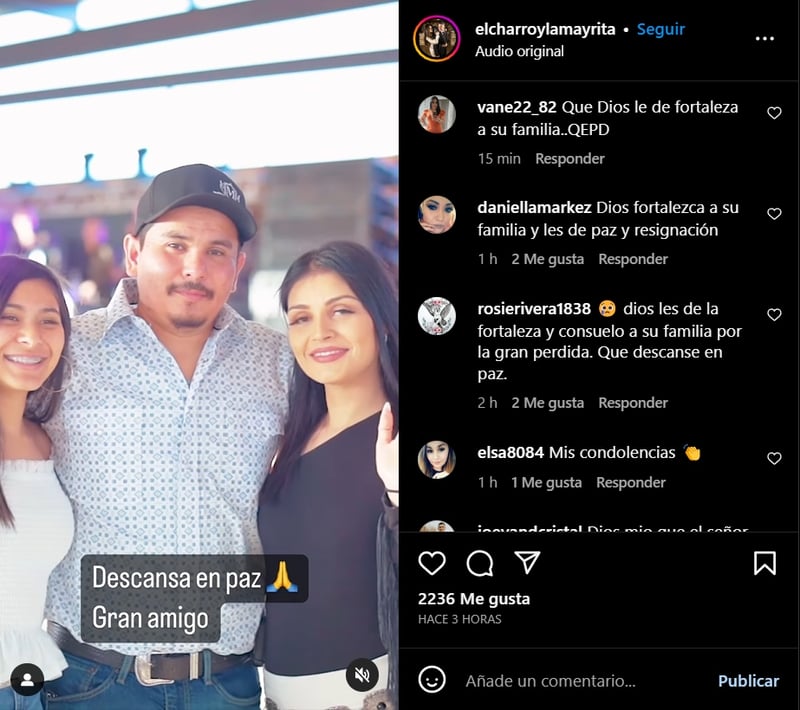 "the charro" is in mourning for Aaron Martínez, a friend of the influencer