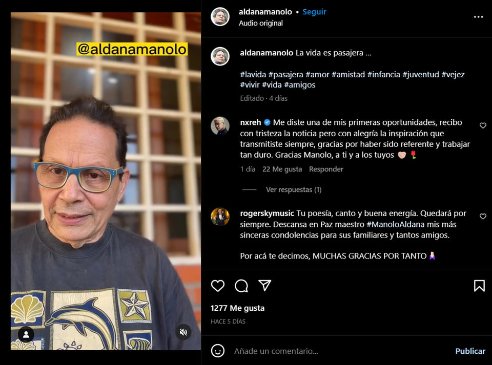 La última publicación de Manolo en redes