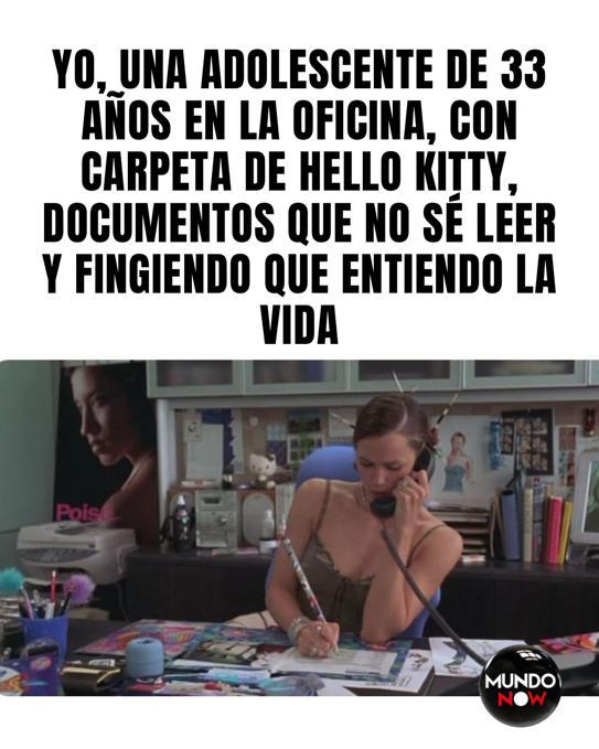 adolescente, oficina, hello kityy, documento, vida