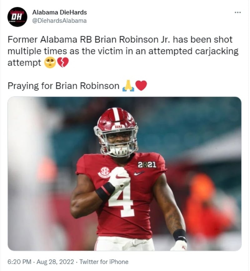 Brian Robinson recibe varios disparos en tiroteo