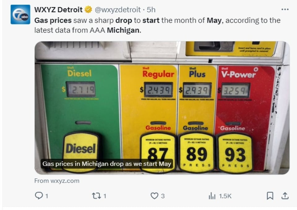 Detroit, prices, gas, Energy Information Administration, Gasoline in Michigan