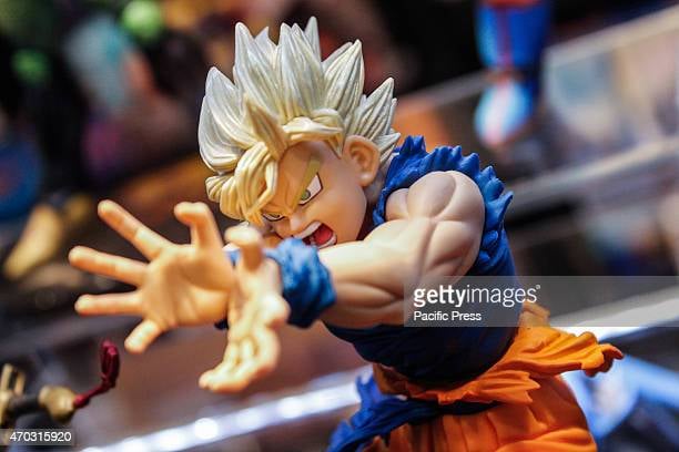 TURIN, ITALY - 2015/04/18: Action Figure of Goku by Dragon Ball. Thousands of visitors to the twenty-first edition of Turin Comics, the fair that brings together fans of comics, cartoons, video games and the inevitable cosplayers. (Photo by Elena Aquila/Pacific Press/LightRocket via Getty Images)