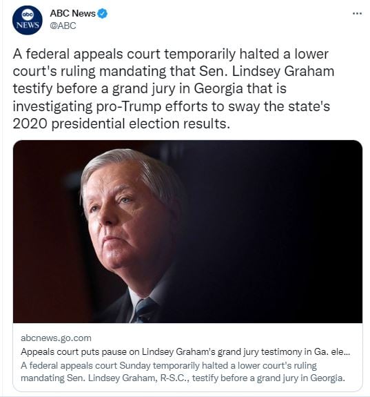 Lindsey Graham evita testificar en Georgia… por ahora