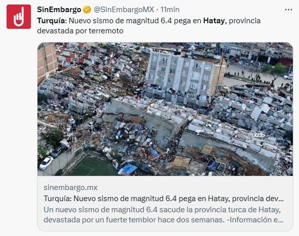 Sismo Hatay Turquía