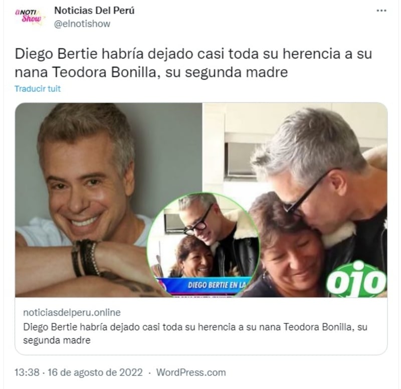 Herencia Diego Bertie: El amor que le tenía a su nana