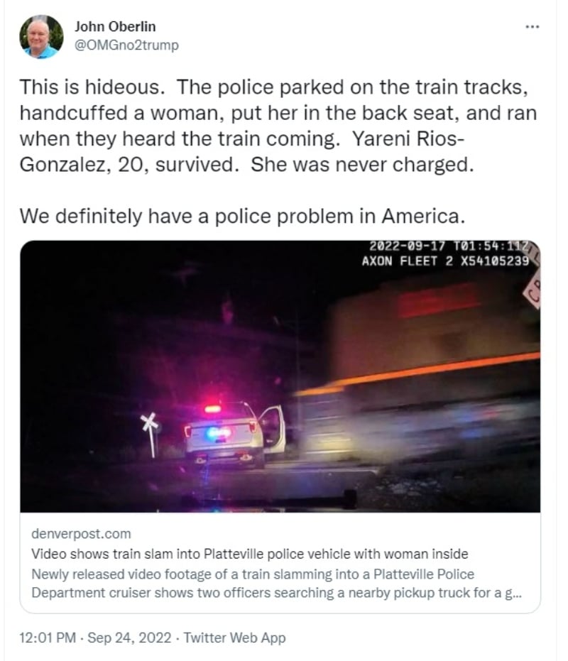 Mujer hispana arrollada tren: Fue dejada en la patrulla en las vías