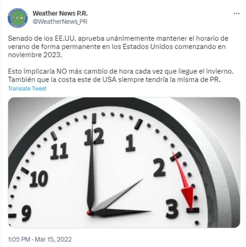 ¿Cuando es el cambio horario en Estados Unidos?