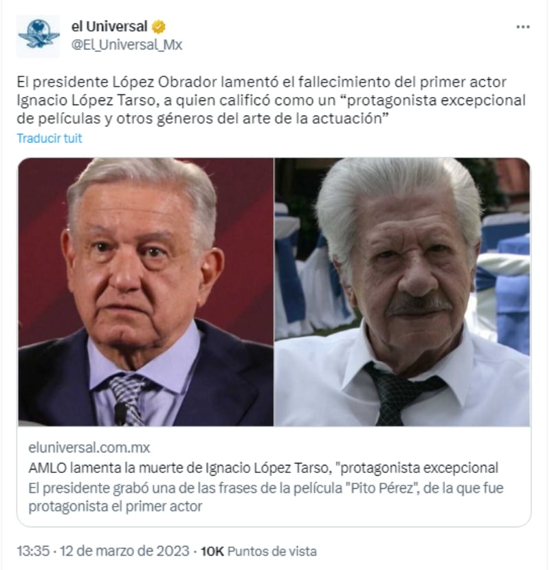AMLO se viste de luto por la muerte de López Tarso