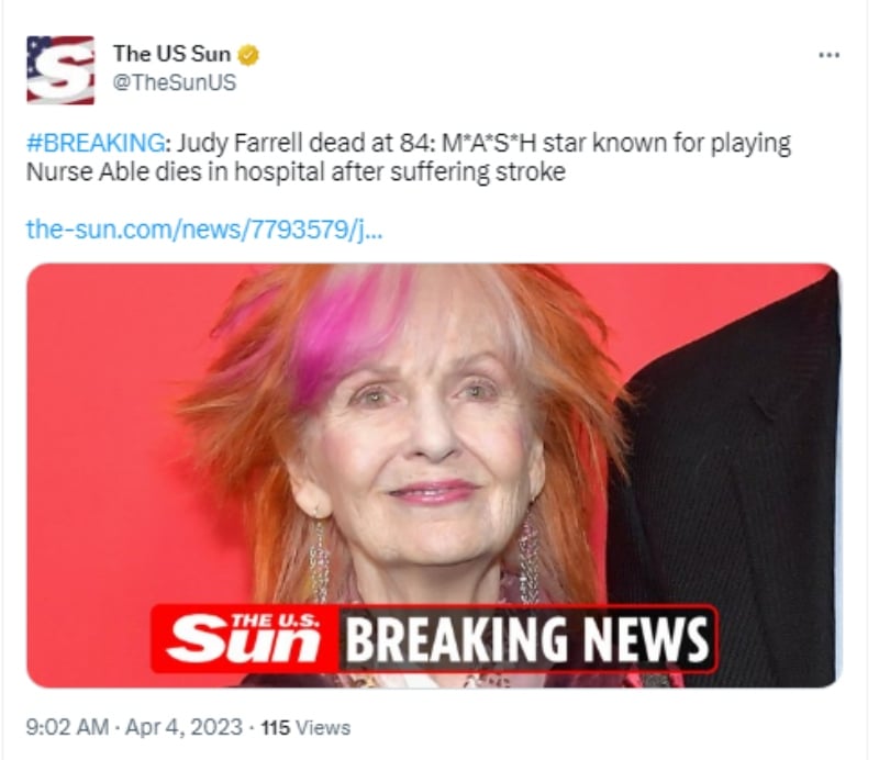 Muere la actriz Judy Farrell