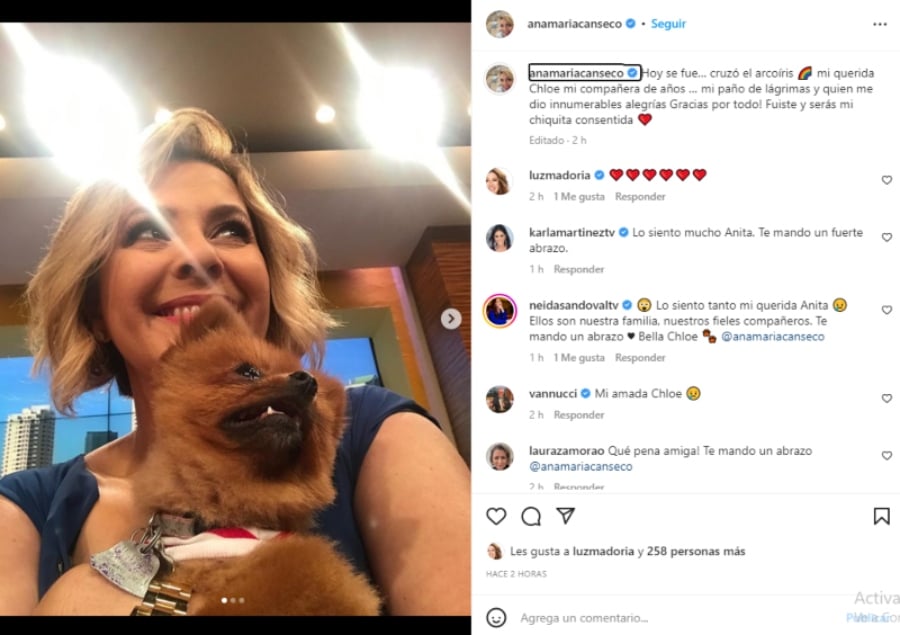 Ana María Canseco se viste de luto
