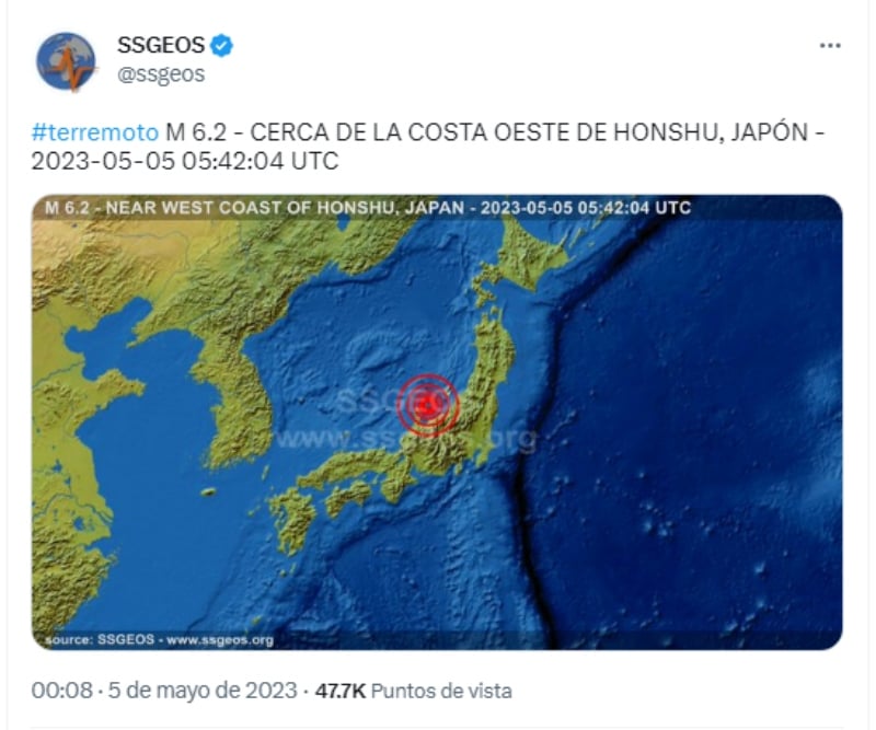 Tiembla la tierra en Japón en pleno viernes