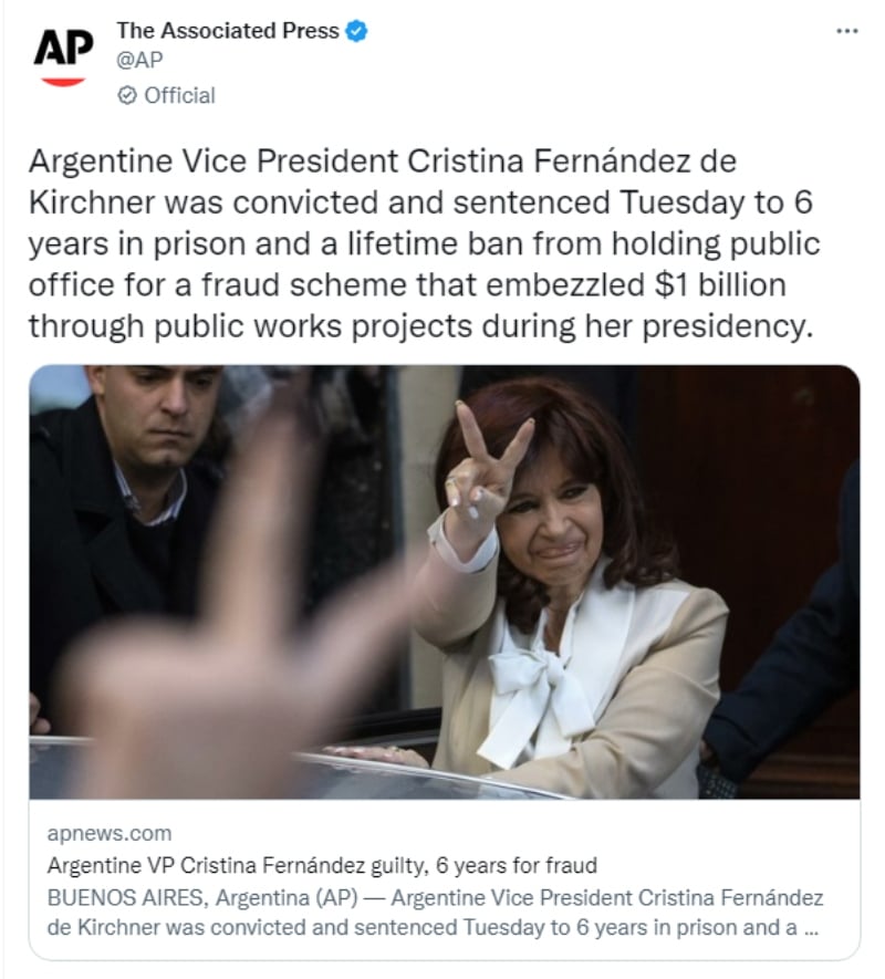 Vice President Cristina Fernández is sentenced: What was she accused of?