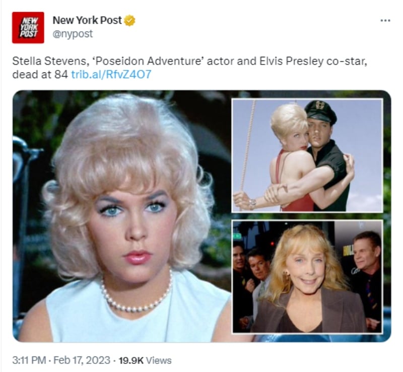 Muere la bella actriz Stella Stevens