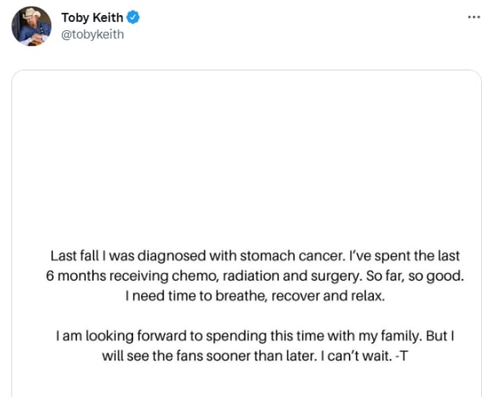 Toby Keith cáncer de estómago