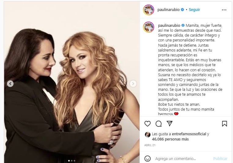 Paulina Rubio presentía muerte mamá