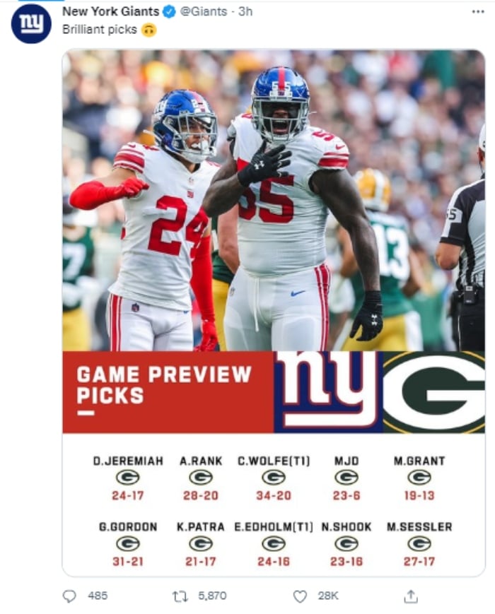Giants estropean debut Packers