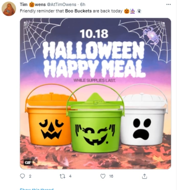 McDonald's Boo Buckets