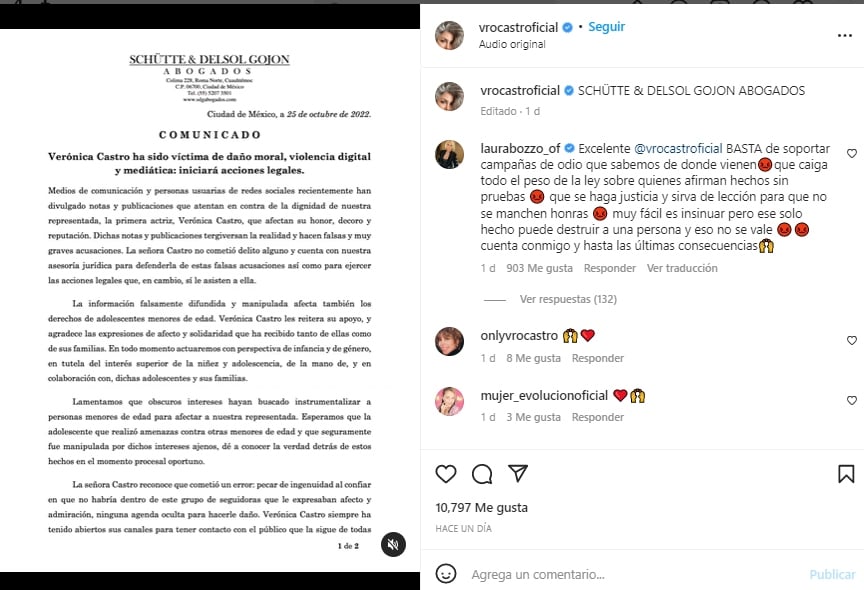 Verónica Castro acciones legales