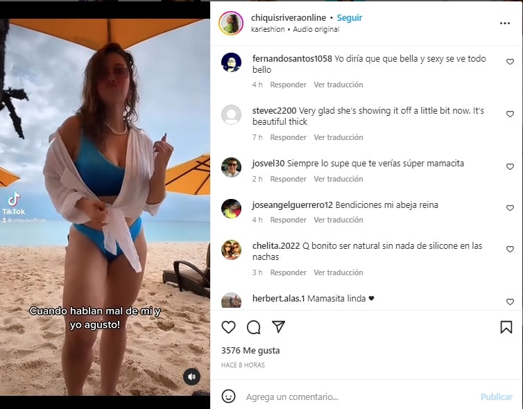 Chiquis shocks by appearing in a blue bikini
